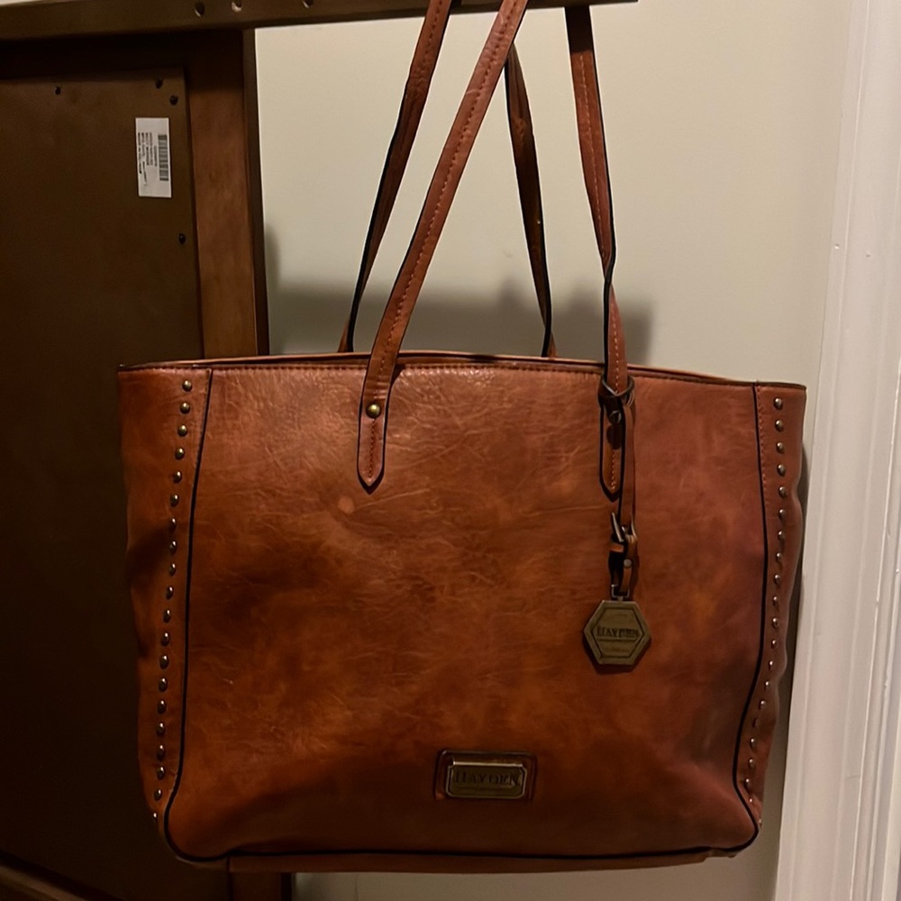 Hayden by Hayden Harnett brown leather tote bag.